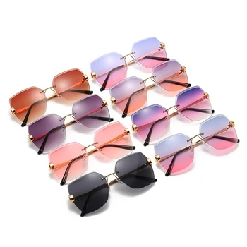LONSY Noua Moda Lady Supradimensionat fără ramă Pătrată ochelari de Soare pentru Femei Brand de Lux Ochelari de Proiectare Gradient de Ochelari de Soare Femei UV400