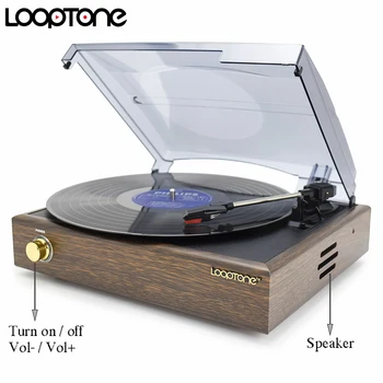 LoopTone 3-Viteza Clasic Fonograf Gramofon Belt-Driven placă Turnantă LP Vinil Jucător Înregistrare W/ 2 Built-in Difuzoare Stereo
