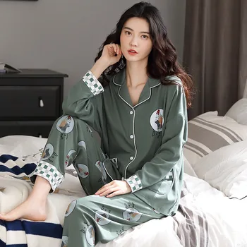 Lorraine Fernanda Primavara Toamna pentru Fete Pijamale de Bumbac Femei Plus Dimensiune Sleepwear Doamnelor Pijamas Mujer Femei Acasă Haine XXXL