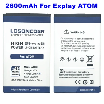 LOSONCOER 2600mAh de Înaltă calitate baterie de Telefon Pentru Explay ATOM Baterie + În stoc