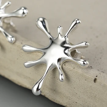 Lotus Moment de Distracție Real Argint 925 Naturale Handmade Designer de Bijuterii Fine Stropi de Metal Cercei Stud pentru Femei