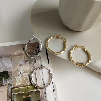 LouLeur argint 925 denaturare 25mm cerc de sex feminin hoop cercei de aur de moda elegant poftă de mâncare nou cercei aur bijuterii