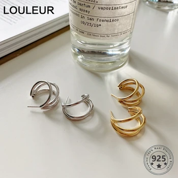 LouLeur Argint 925 Geometrice Stud Cercei Elegant Franceză Stil Minimalist Cercei Pentru Femei De Lux Bijuterii Fine Cadouri