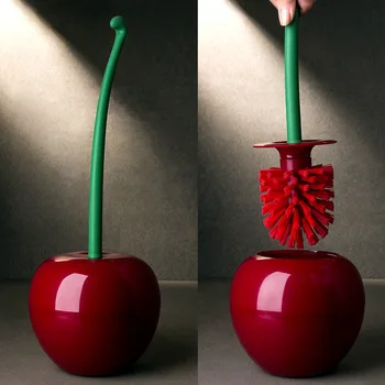 Lovely Cherry Forma Toaletă Perie Perie Wc & Holder Set Creativ Instrument De Curățare Plastic Accesorii De Baie Rosu Verde