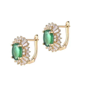 LOVERJEWELRY Moda Smarald Cercei Pentru Femeile Reale 18k Aur Galben 1.48 ct Naturale de Smarald Piatră prețioasă Diamante Doamna Cercei Cadou