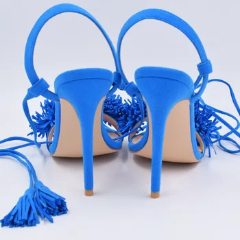 Lovirs Femei Sandale Ciucuri Toc Înalt Sandale Glezna Legăturile De Piele De Căprioară Cu Franjuri Sandale Stiletto Pantofi Rochie/Party/Nunta