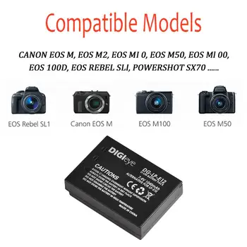 LP-E12 E12 Baterie 2 Pack și Dual Usb Încărcător Compatibil cu Canon Rebel SL1, EOS-M, EOS M2, EOS M10, EOS M50, EOS M100