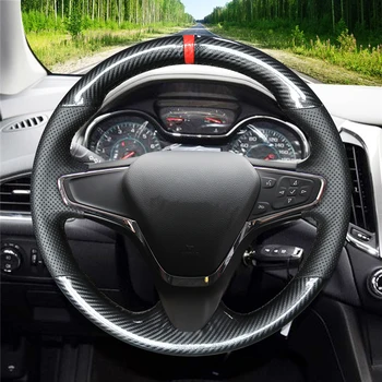 LQTENLEO Fibra de Carbon Negru din Piele Cusut manual Masina Capac Volan Pentru Chevrolet Cruze-2018 Volt 2016 2017 Noul Cruze