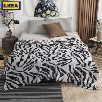 LREA 200x230cm Super Confortabil Moale Nurca Pătură Zebra Florale Pătură Aruncată Pe Canapea / Pat / Călătorie Respirabil