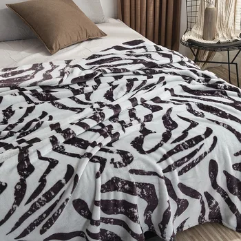 LREA 200x230cm Super Confortabil Moale Nurca Pătură Zebra Florale Pătură Aruncată Pe Canapea / Pat / Călătorie Respirabil