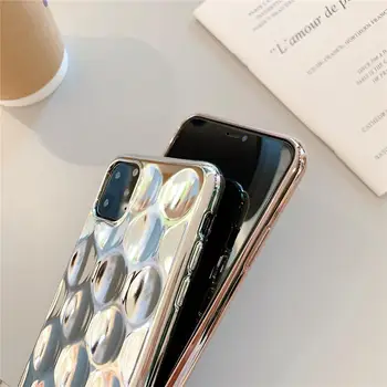 Lucios 3D Groapă Placare Argint Aur la Șocuri Telefon Caz pentru iphone XS 11 Pro Max XR X 6 6S 7 8 Plus 10 Silicon Moale Capacul din Spate