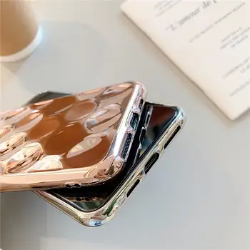 Lucios 3D Groapă Placare Argint Aur la Șocuri Telefon Caz pentru iphone XS 11 Pro Max XR X 6 6S 7 8 Plus 10 Silicon Moale Capacul din Spate