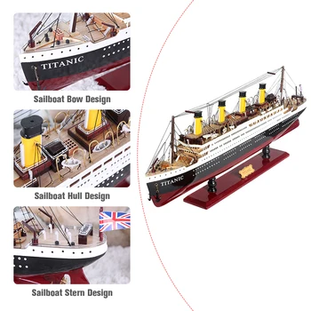 Luckk Vânzare Fierbinte 3D din Lemn Asamblate cu Pânze Titanic Model Decor Navă Model de Simulare Lumini Navă de Croazieră Model Decor