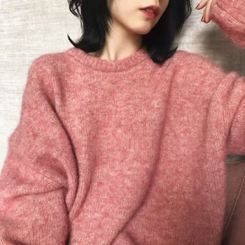 Lucyever Gros Cald de Toamnă, Pulovere Femei Roz Dulce O-neck Jumper Topuri Femeile de Moda coreeană Liber Pulovere Tricotate Femei