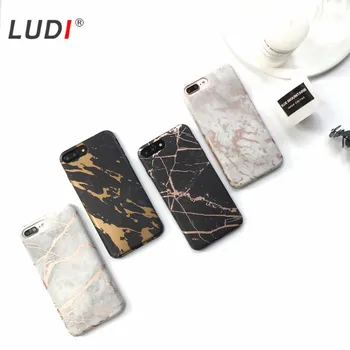 LUDI Exclusive Gold Chrome Marmură Pentru iPhone X 8 7 7plus 6 6s 6plus 5 5s SE Pro Tpu Caz Moale IMD Capacul din Spate de Înaltă Calitate