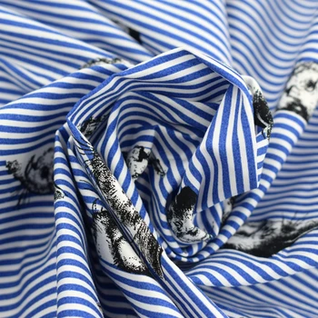 Lumina albastru pisica de imprimare benzi reactive de imprimare si vopsire Micro stretch tesatura de bumbac tricou rochie mozaic de ț telas