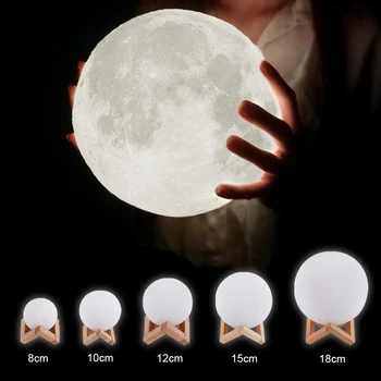Lumina de Noapte LED 3D de Imprimare Luna Lampă Reîncărcabilă Schimbare de Culoare de Lumină 3D Touch Luna Lampă pentru Copii Luminile Lampa de Noapte pentru Acasă