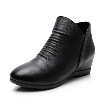 Lumina Elegant Crește În Pantofi Femei Cizme Glezna 2019 Mai Nou Plus Catifea Cizme De Iarna Moale Piele De Vacă Din Piele Pantofi Mărimea 33-43