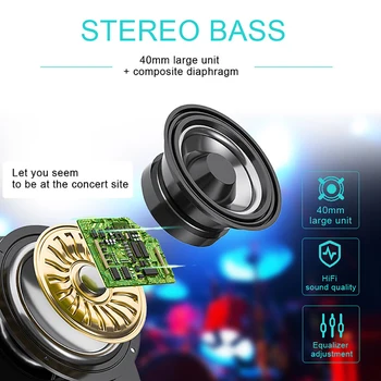 Lumina LED-uri Bluetooth 5.0 Căști fără Fir, Căști Stereo Anulare a Zgomotului Mpow Pliere Căști Reglabil Căști Cu Microfon