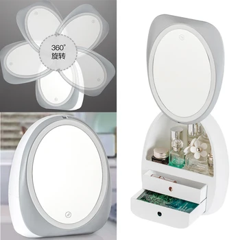 Lumina LED-uri Desktop Organizator HD Oglindă Machiaj Organizator Sertar de tip Creativ Cosmetice Cutie de Depozitare Profitabilă Beauty Box