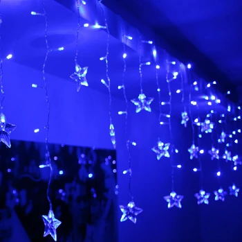 Luminarias Multi-culoare 4M 100 Led-uri 18p Stele LED String Cortina Lumina De Craciun Petrecere de Nunta de Decorare Candelabru