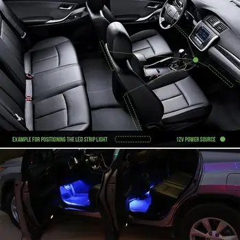 Lumini Auto de Interior,4buc 48LED APP Controler de Iluminat Kituri,Multi DIY Culoarea Muzica Sub Bord Iluminare Auto cu Incarcator de Masina USB5V