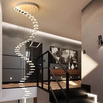 Lumini moderne de rotație a CONDUS scara candelabru living lampă de agățat Nordic restaurant vila tip duplex de iluminat interior