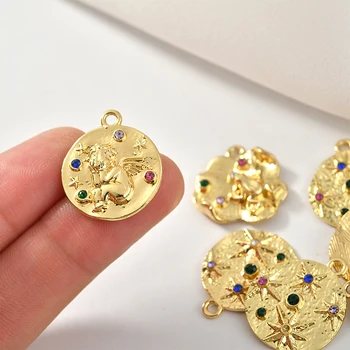Luminos Ton de Aur din Aliaj Rotund Bijuterii charms Ornament DIY Accesorii Materialul stras de Cristal DIY Cercei Colier cu Pandantive