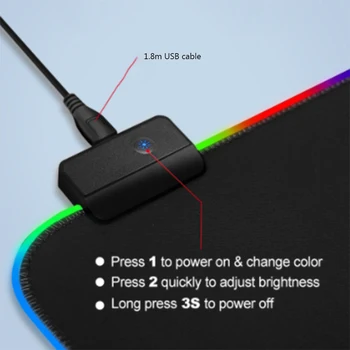 Luminos USB LED Mouse Pad Non-alunecare de bază de cauciuc și rezistent la apa de suprafață Extra moale LED-uri tastatură și mouse-ul mat pad