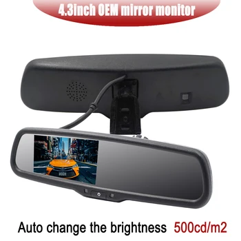 Luminozitate Auto de 4.3 inch HD Mașină Retrovizoare Monitor Pentru Parcare Inversă Față Vedere din Spate aparat de Fotografiat Oglindă Monitor Cu OEM NR.1 Suport