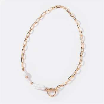 LUNA CHIAO Bijuterii de Moda de Apă dulce Pearl Lirat Coliere pentru Femei-stil Baroc Pearl de Link-ul Lanț Colier