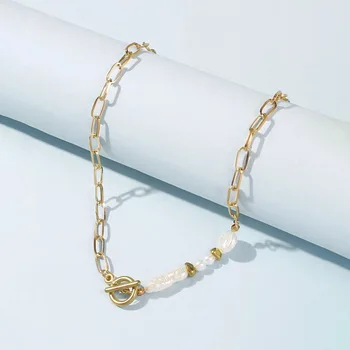 LUNA CHIAO Bijuterii de Moda de Apă dulce Pearl Lirat Coliere pentru Femei-stil Baroc Pearl de Link-ul Lanț Colier