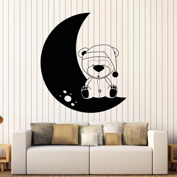 Luna Perete Decal Pepinieră Ursuleț De Jucărie Pentru Copii Dormitor Copii Copil De Cameră Decor Acasă De Vinil Autocolante Fereastră Somn Artă Murală M175