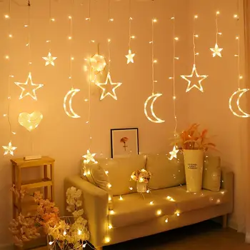 Luna Steaua a CONDUS Zână Șir Lumina Ghirlanda EID Mubarak Ramadan Decor de Vacanță de Crăciun Iluminat Petrecere de Nunta Decorative