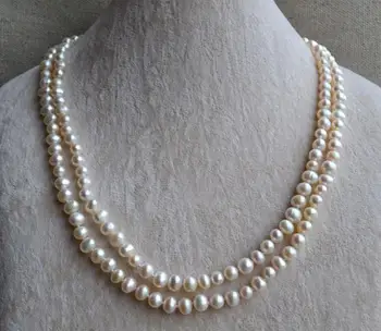 Lung Elegant Colier de Perle,40inches 6-7mm Culoare Alb de apă Dulce Colier de Perle,Declarație de Onoare Cadouri pentru Femei Bijuterii