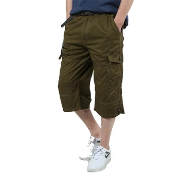 Lungime pantaloni Scurți de Marfă Bărbați de Vară 2020 Genunchi Buzunar Multi Casual din Bumbac Elastic Talie Bermudas de sex Masculin Stil Militar Fierbinte pantaloni