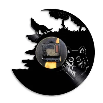 Lupul disc de Vinil Ceas de Perete Creative Classic Home Decor Animale Manual CD Ceas de Timp Relogio De Parede Lup Iubitor de Cadou