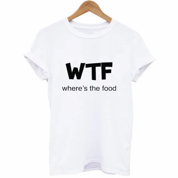 Lus Los WTF Unde este Mâncarea Scrisoarea Imprimate Tricou Femei Maneci Scurte O Gât Vrac Tricou de Vara pentru Femei de Moda Tricou Topuri