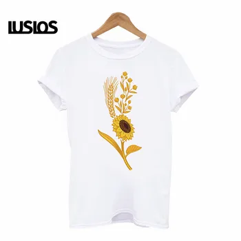 LUSLOS 2019 femei t shirt plus dimensiune femme de floarea-soarelui print hipster tricou casual alb harajuku streetwear tricouri femei haine