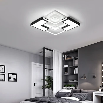 Lustra Pentru sufragerie, Dormitor, Camera de Studiu Estompat 110V 220V Alb+Negru Plafon Candelabru de Cristal Lampă