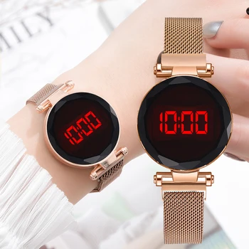 Lux Ceas cu LED Pentru Femei Electronic Magnetic Rose Gold Ceas Digital Sport Cuarț Ceas de mână Doamnelor Ceas de sex Feminin reloj mujer