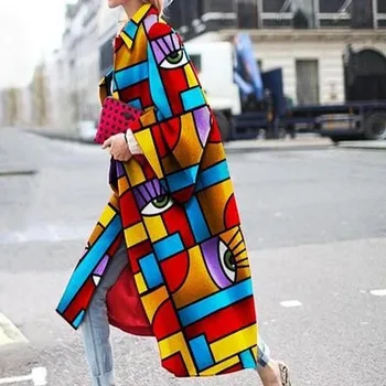 Lux Femeie Retro Stil Etnic Moda Slim Broderie De Imprimare Cu Mâneci Lungi Sacou Casual Toamna Iarna Haina Palton Canadiană