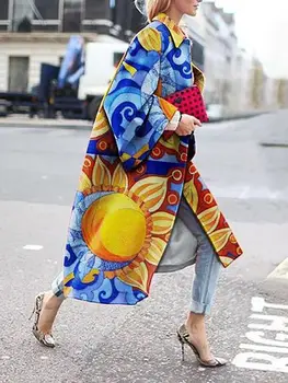 Lux Femeie Retro Stil Etnic Moda Slim Broderie De Imprimare Cu Mâneci Lungi Sacou Casual Toamna Iarna Haina Palton Canadiană