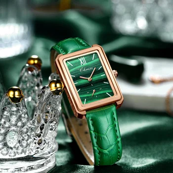 Lux Verde Malachit Ceas Femei Curea Din Piele Vintage Square Doamnelor Ceas De Ceas Rezistent La Apa Pentru Femei Cadou Reloj Mujer