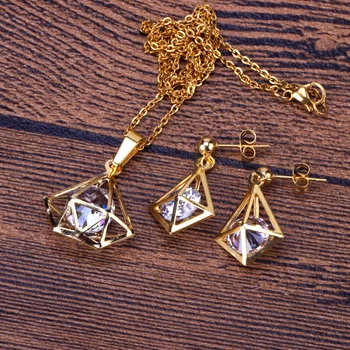 LUXUKISSKIDS New Sosire din Oțel Inoxidabil Placat cu Aur Seturi de Bijuterii Seturi cu Cristale de Aur/Otel Gratuit Lanț