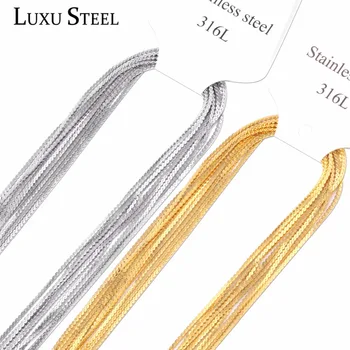LUXUSTEEL Lățime 1mm Lanțuri de Șarpe Coliere de Aur/Argint de Culoare 10buc/o mulțime de Oțel Inoxidabil Lanț de Bijuterii Pentru Femei/Bărbați Accesorii