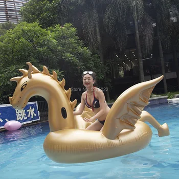 Luxy Uriaș Dragon de Aur Piscinei Gonflabile animal plimbare-pe de Înot lounge Jucărie Pentru Adulți și Copii