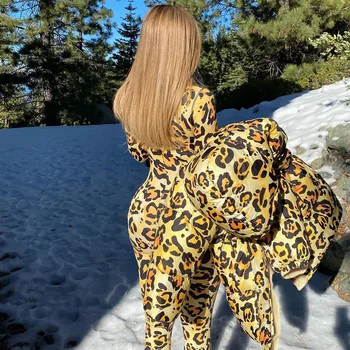 LVINMW Liber de Moda Casual, cu Fermoar Zbura Leopard Imprimate Parka Mozaic Hanorac cu Maneca Lunga Haina Femei Jachete de Iarnă Streetwear