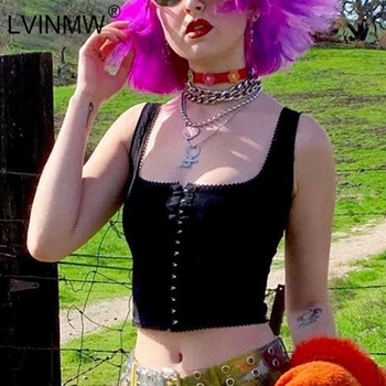 LVINMW Sexy Ochiurilor Polka Dot imprimare pieptul Slash Gât culturilor sus 2019 Vara Femei fără Mâneci Bretele de Top de sex Feminin Streetwear Tricou