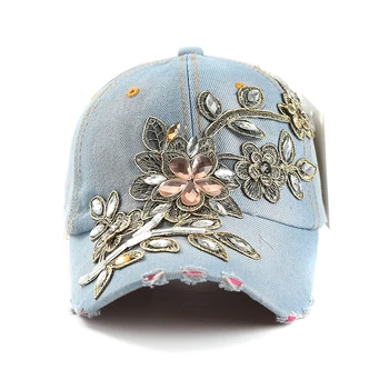 LVTZJ Nouă Primăvară Denim Șapcă de Baseball Bumbac Snapback Hat Vara Capac Florale Stras Hip Hop Pălării Pentru Femei Slefuire Multicolor